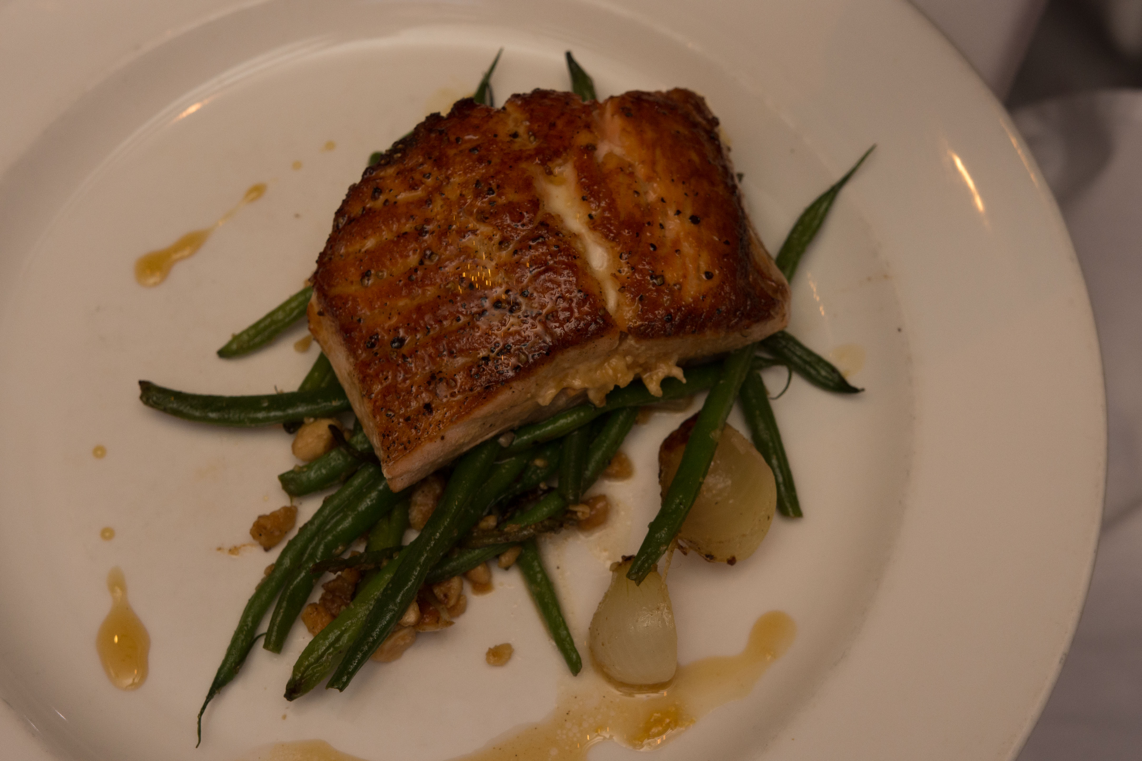 Seared Citrus Glazed Salmon with Marcona Almonds and Brown Butter